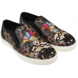 Sneakers slip-on Dolce&Gabbana donna in pelle leopardata