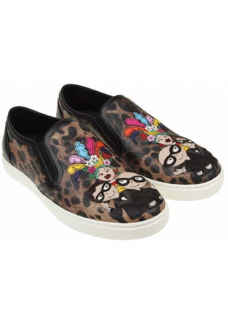 Sneakers slip-on Dolce&Gabbana donna in pelle leopardata