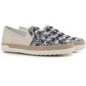 Slip-on Tod's donna in paiette blu e pelle beige