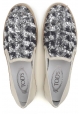 Slip-on Tod's donna in paiette blu e pelle beige