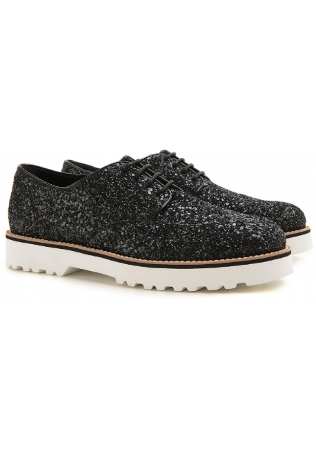 Stringate Hogan donna in pelle e brillantini nero