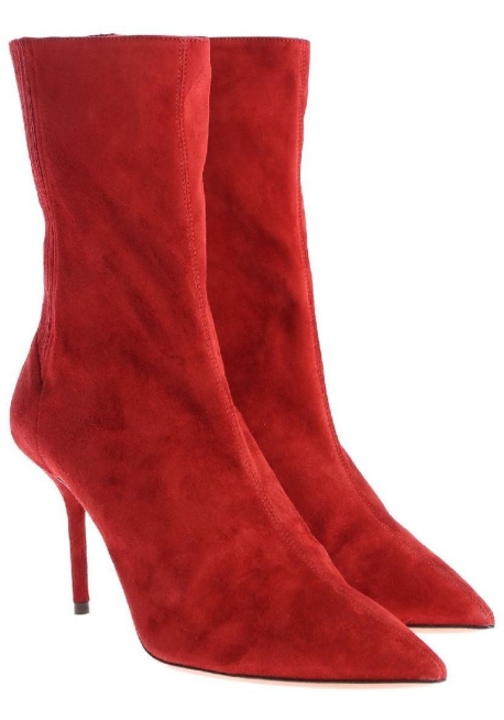 Aquazzura Stivaletti al polpaccio donna in pelle Scamosciata rosso con tacco a spillo