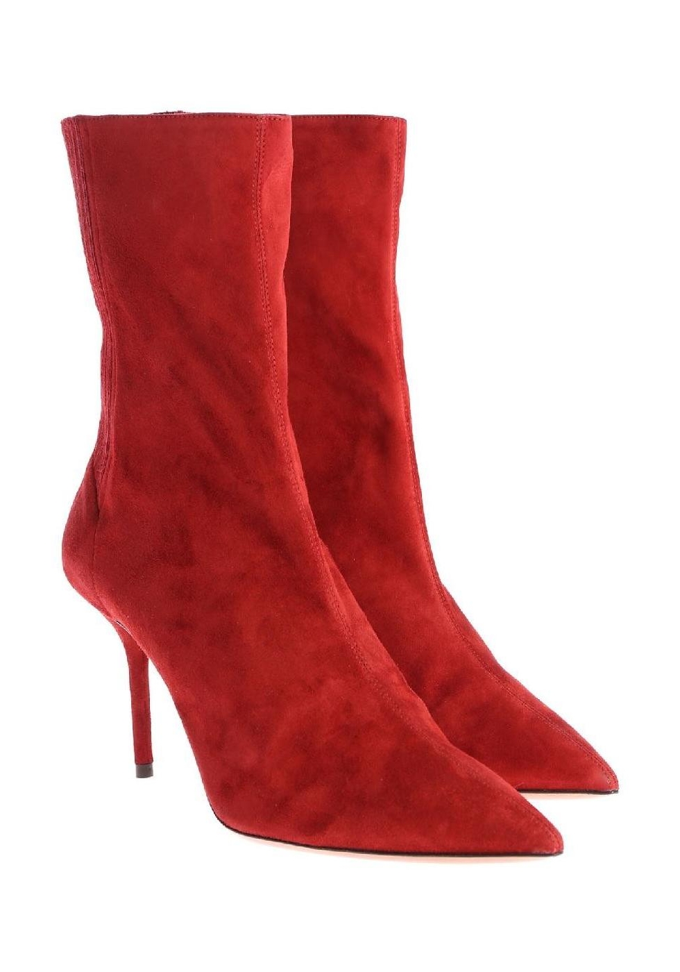 Aquazzura Stivaletti al polpaccio donna in pelle Scamosciata rosso con tacco a spillo Italian Boutique