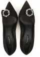 Dolce&Gabbana Decoltè con tacchi da donna in pelle nera con zirconi