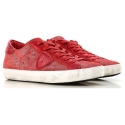 Philippe Model Sneakers donna in pelle rossa scamosciata con suola bianca