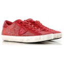 Philippe Model Sneakers donna in pelle rossa scamosciata con suola bianca