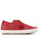 Philippe Model Sneakers donna in pelle rossa scamosciata con suola bianca