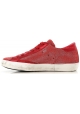 Philippe Model Sneakers donna in pelle rossa scamosciata con suola bianca