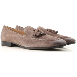 Tod's Mocassini uomo con nappine in pelle Scamosciata Grigio medio