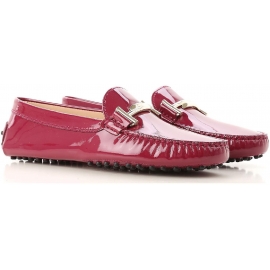 Tod's Mocassini donna in pelle verniciata Rosa scuro con fibbia in metallo