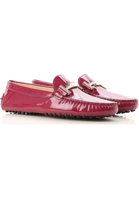 Tod's Mocassini donna in pelle verniciata Rosa scuro con fibbia in metallo