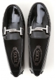 Tod's Mocassini donna in pelle verniciata nera con morsetto in metallo