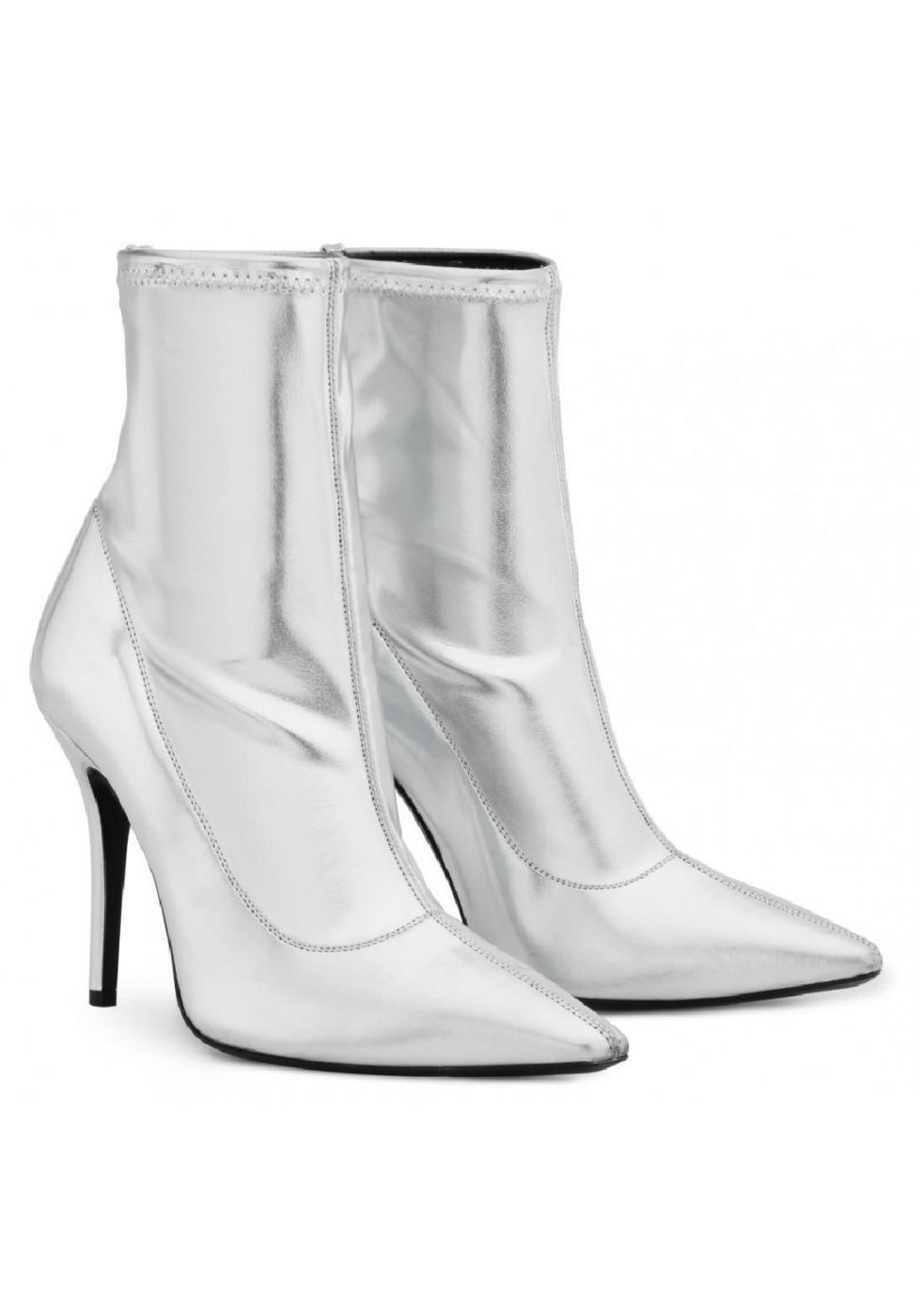 Zanotti Stivaletti stiletto mezzo polpaccio da donna in nappa argento -  Italian Boutique
