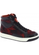Prada Sneakers alte da donna con stampa mimetica in pelle tessuto rosso/nero