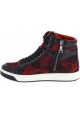 Prada Sneakers alte da donna con stampa mimetica in pelle tessuto rosso/nero