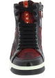 Prada Sneakers alte da donna con stampa mimetica in pelle tessuto rosso/nero