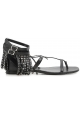 Sandali bassi Saint Laurent frange in pelle nero