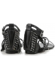 Sandali bassi Saint Laurent frange in pelle nero