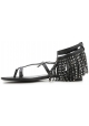 Sandali bassi Saint Laurent frange in pelle nero