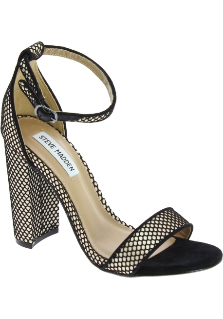 Steve Madden Sandali da donna con tacco alto e cinturino in tessuto nero