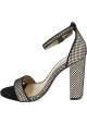 Steve Madden Sandali da donna con tacco alto e cinturino in tessuto nero