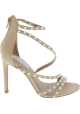 Steve Madden Sandali con tacco alto con perline da donna in tessuto cipria