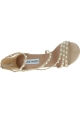 Steve Madden Sandali con tacco alto con perline da donna in tessuto cipria